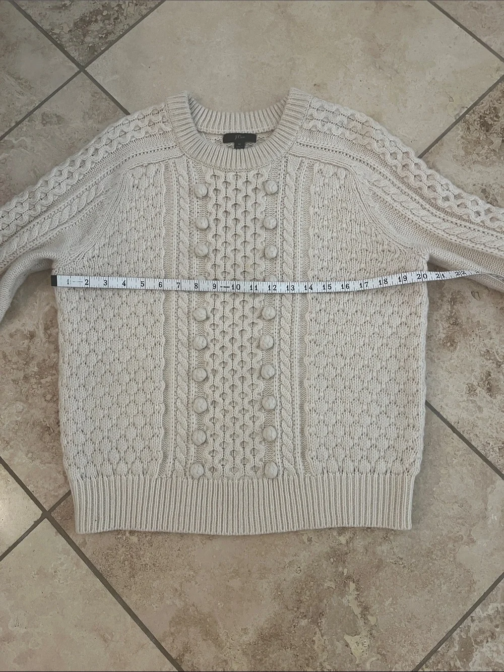 J. Crew Cream Cable-Knit Crew Sweater M